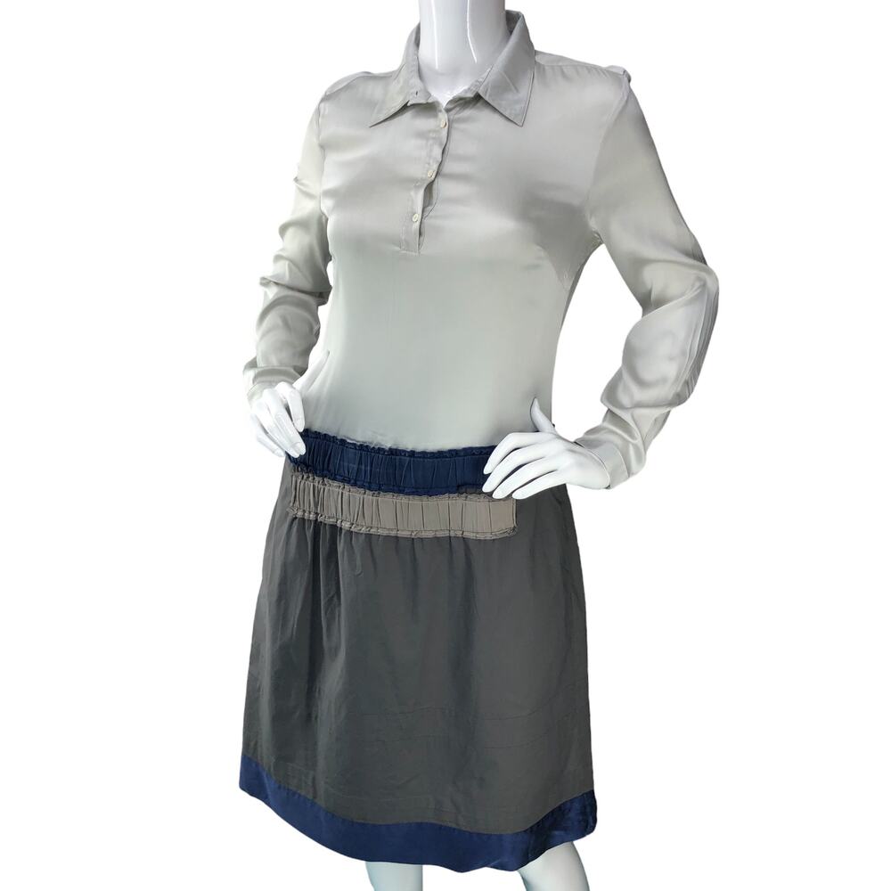 Pedro Del Hierro Womens Size 40 US M Dress Grey Colorblock Drop Waist Collared
